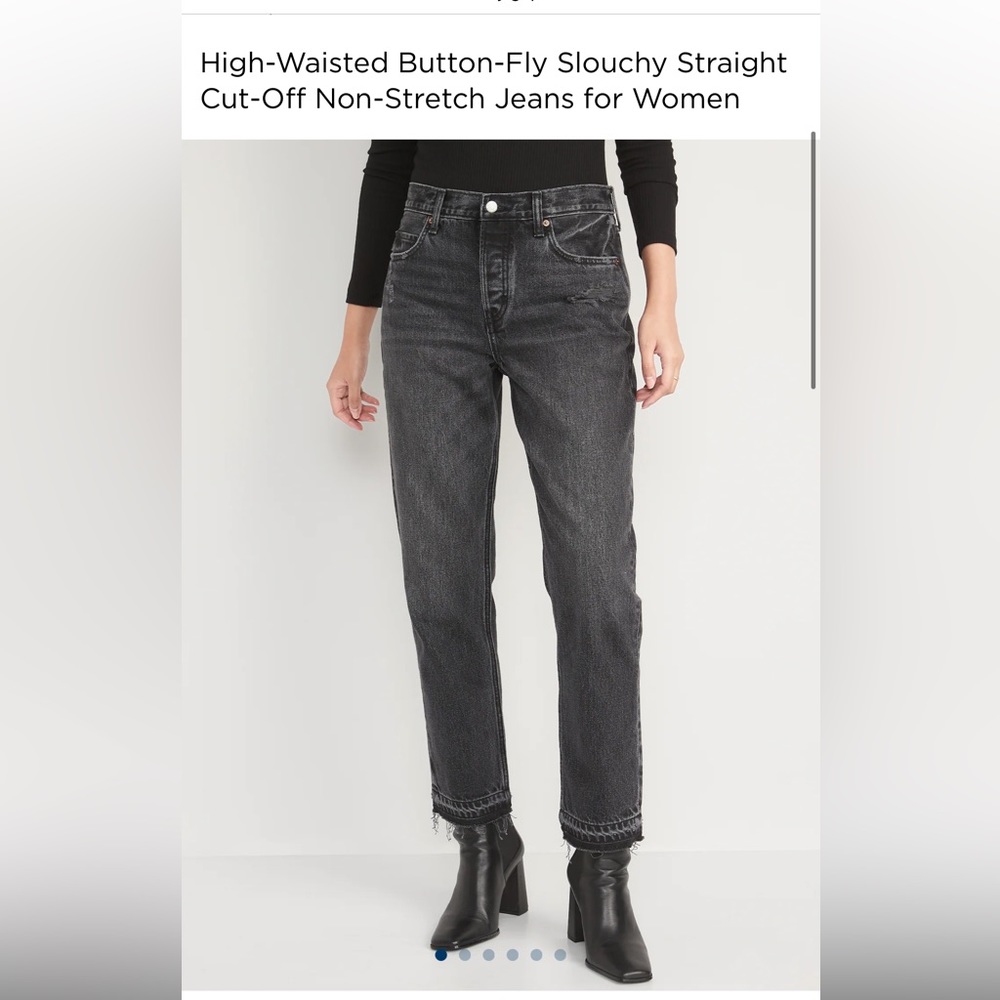 Button fly slouchy black jeans